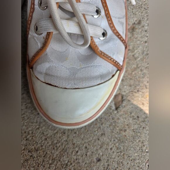 COACH Barrett Signature C Sneakers in White Tan Women's Size 7.5B Classic Skater - Picture 6 of 16